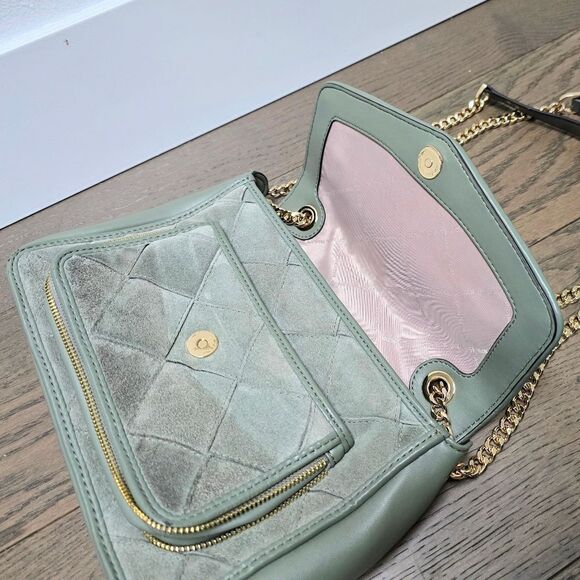 Michael Kors Regina Medium Woven Suede Convertible Shoulder Bag in Army Green - Picture 7 of 12